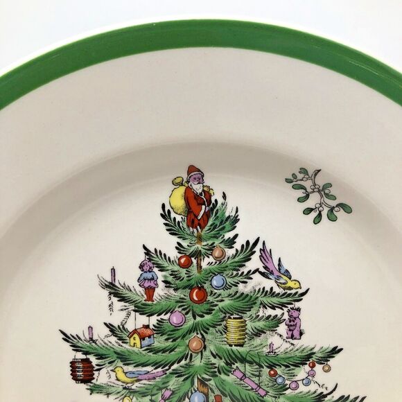 Spode CHRISTMAS TREE Salad Plate 7 3/4" Green Trim Made in England, Single - Picture 7 of 7